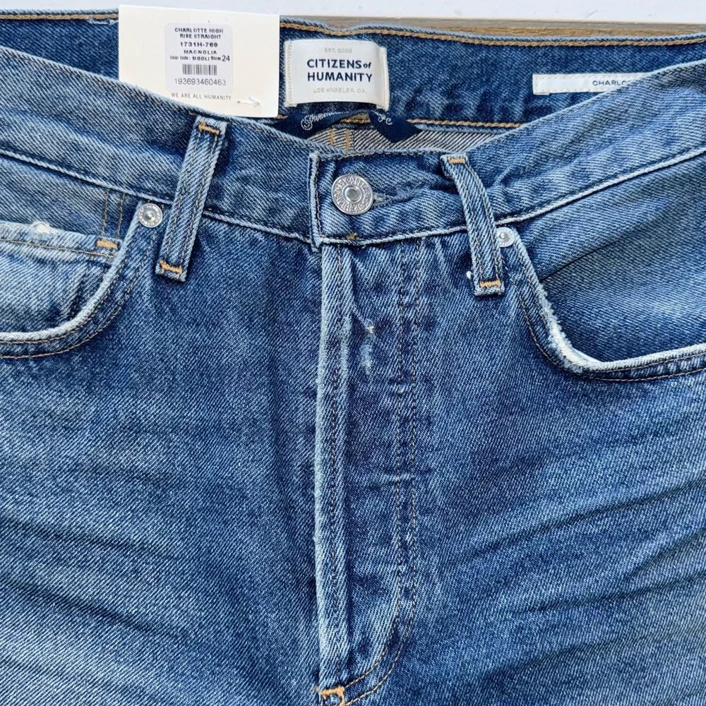 CITIZENS OF HUMANITY Blue Charlotte  High rise Straight-Leg Jeans size 24 NWT - Picture 8 of 8